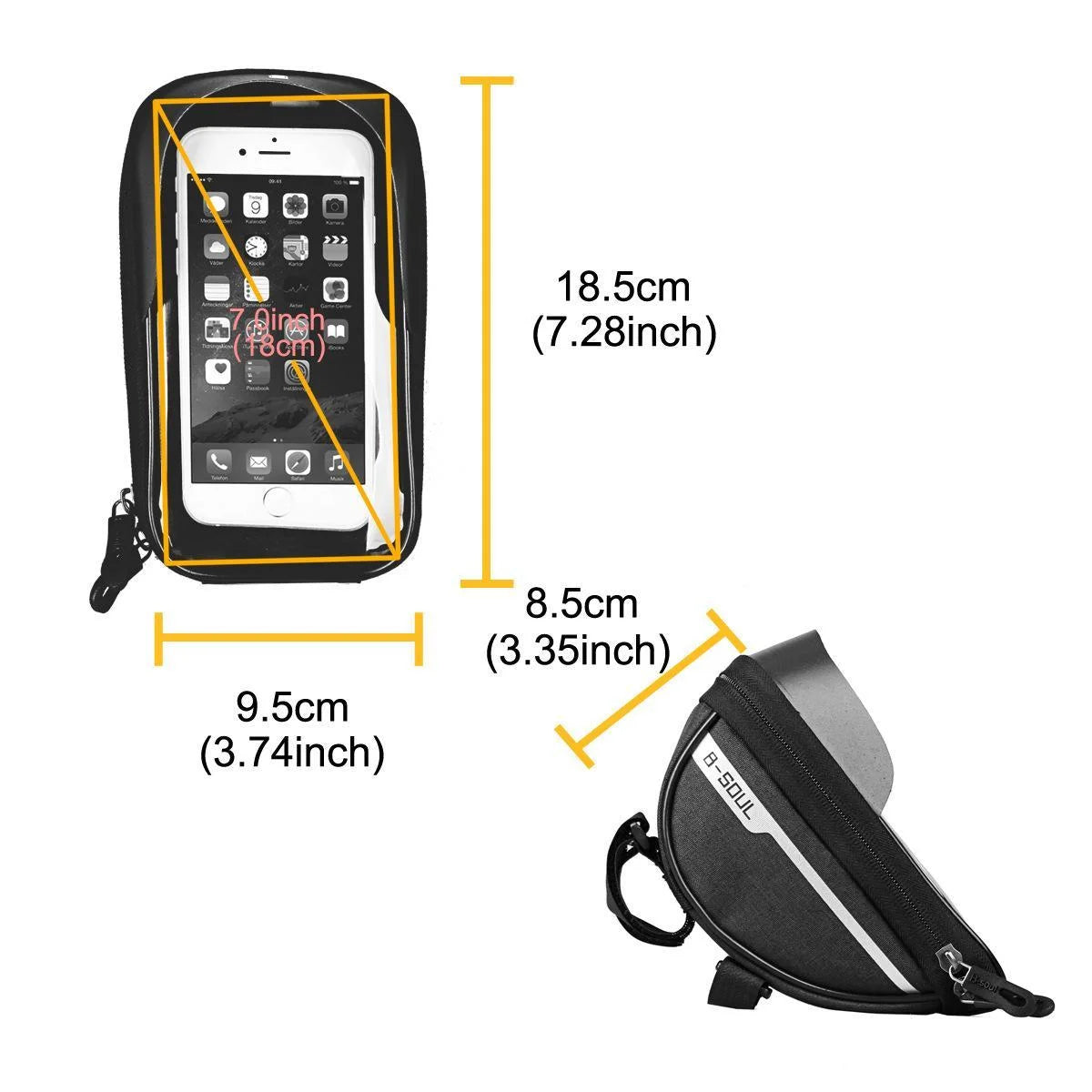 Waterproof Front Frame Tube Cycling Bag for Mobile Phones, with Light Blocking Plate and Durable Design