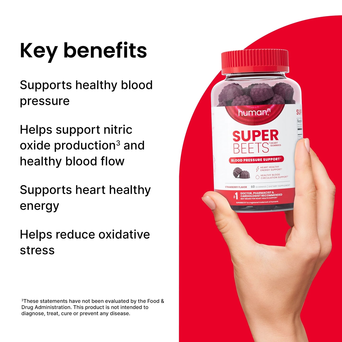 Superbeets by  Heart Gummies, Blood Pressure Support, Strawberry Flavor, 60 Count