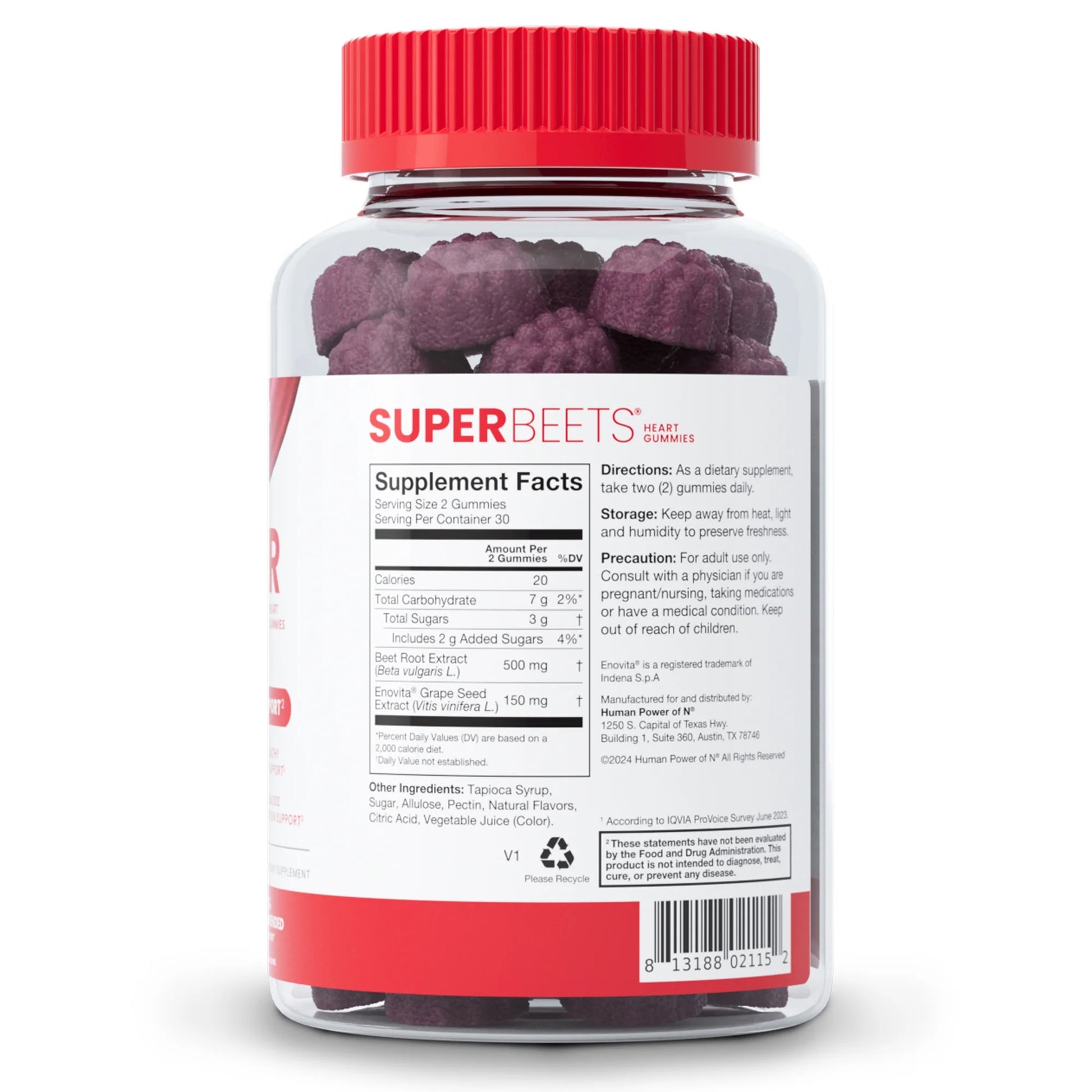 Superbeets by  Heart Gummies, Blood Pressure Support, Strawberry Flavor, 60 Count